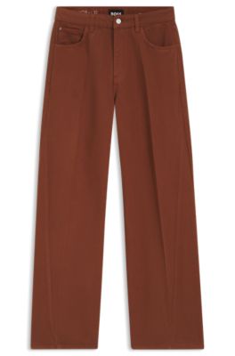 Relaxed-fit coloured jeans in soft cotton blend, Brown