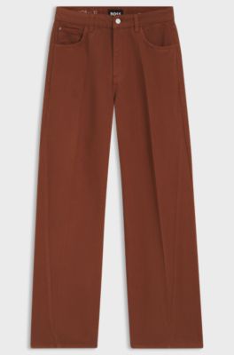 Relaxed-fit coloured jeans in soft cotton blend, Brown