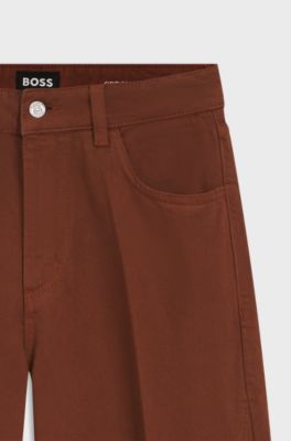Relaxed-fit coloured jeans in soft cotton blend, Brown