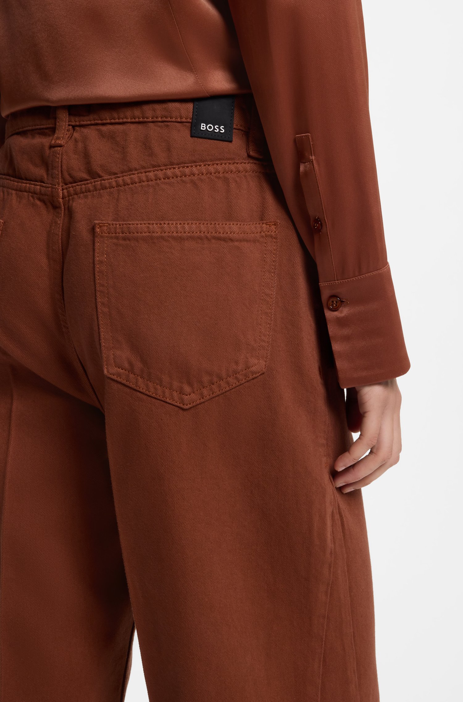 Boss Relaxed-fit coloured jeans in soft cotton blend dam – bild 3