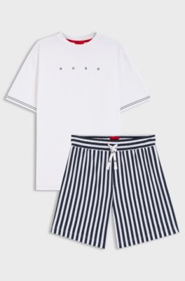 Relaxed-fit pyjama set in soft cotton, White