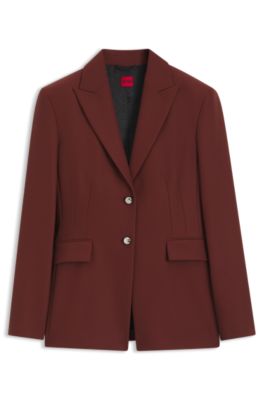 【美品】 HUGO BOSS 赤タグ ウール シルク テーラードジャケット HUGO - Regular-fit blazer with metal buttons - Brown