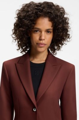 Regular-fit blazer with metal buttons, Brown