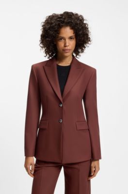 Regular-fit blazer with metal buttons, Brown