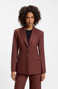 Regular-fit blazer with metal buttons, Brown