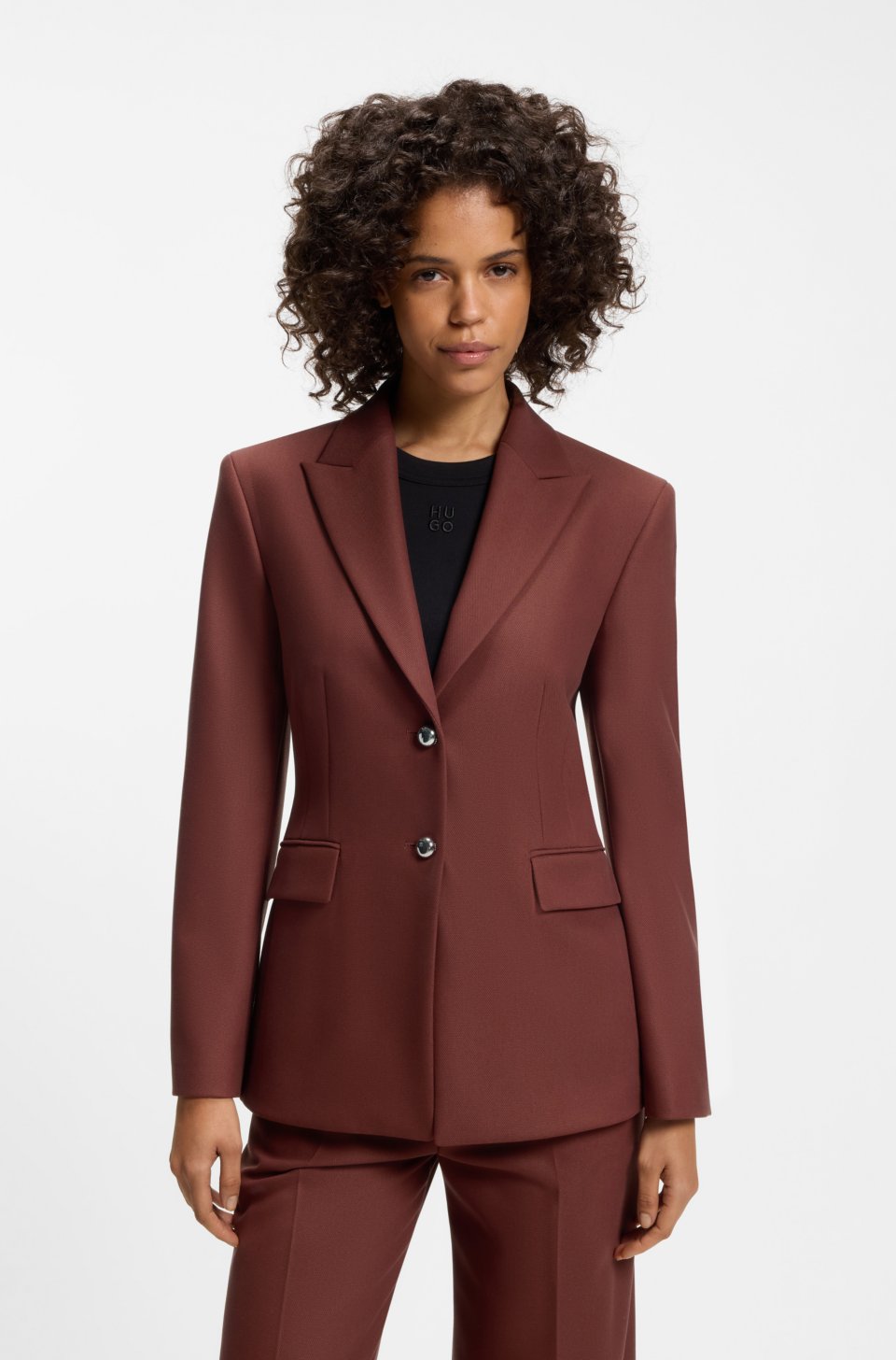 Regular-fit blazer with metal buttons