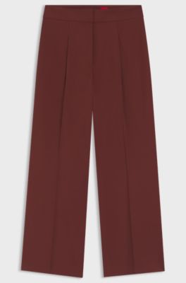 Regular-fit trousers with wide leg, Brown