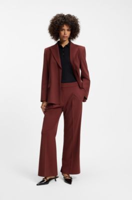 Regular-fit trousers with wide leg, Brown