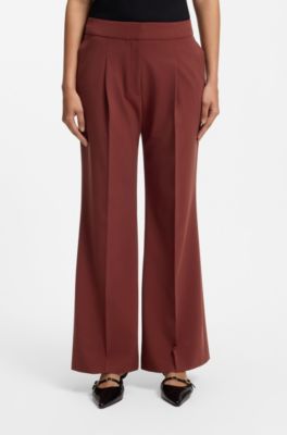 Regular-fit trousers with wide leg, Brown