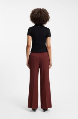Regular-fit trousers with wide leg, Brown