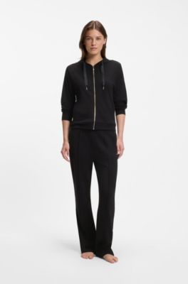 Tracksuit bottoms in stretch modal with monogram tape, Black