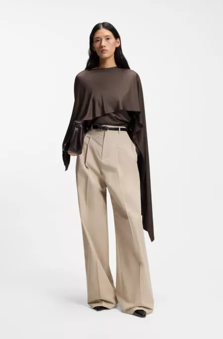 Long-sleeved top in draped jersey with scarf detail