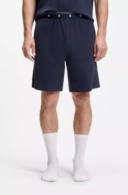 Pyjama-Hose aus geripptem Baumwoll-Mix mit Logo-Bund