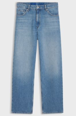 Loose-fit wide-leg jeans with charm accents, Light Blue