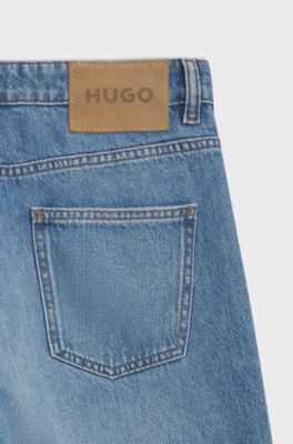 Loose-fit wide-leg jeans with charm accents, Light Blue