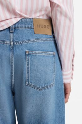 Loose-fit wide-leg jeans with charm accents, Light Blue