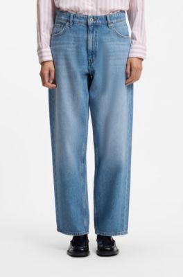 Loose-fit wide-leg jeans with charm accents, Light Blue
