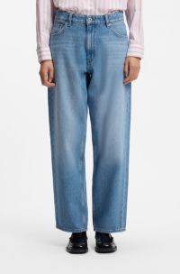 Loose-fit wide-leg jeans with charm accents, Light Blue