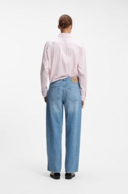 Loose-fit wide-leg jeans with charm accents, Light Blue