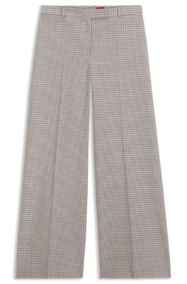 Wide-leg trousers with micro check, Patterned