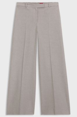 Wide-leg trousers with micro check, Patterned