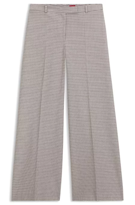 Pantalones de pernera ancha con microcuadros