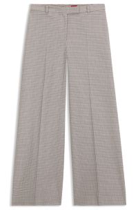 Wide-leg trousers with micro check, Patterned