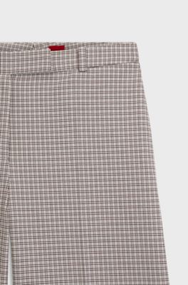 Wide-leg trousers with micro check, Patterned
