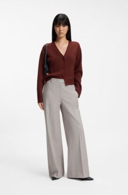Wide-leg trousers with micro check, Patterned