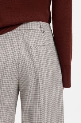 Wide-leg trousers with micro check, Patterned
