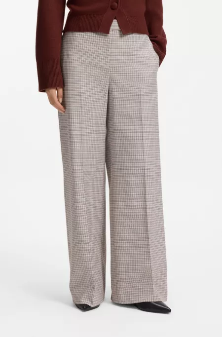 Wide-leg trousers with micro check
