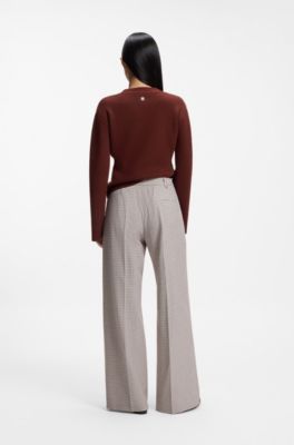 Wide-leg trousers with micro check, Patterned