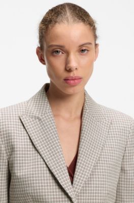 Regular-fit blazer met microruitje, Bedrukt
