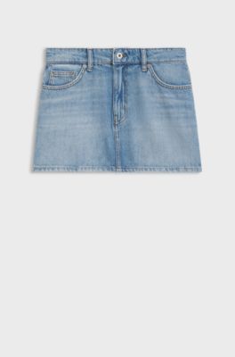 Five-pocket mini skirt in blue denim, Light Blue