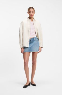 Five-pocket mini skirt in blue denim, Light Blue