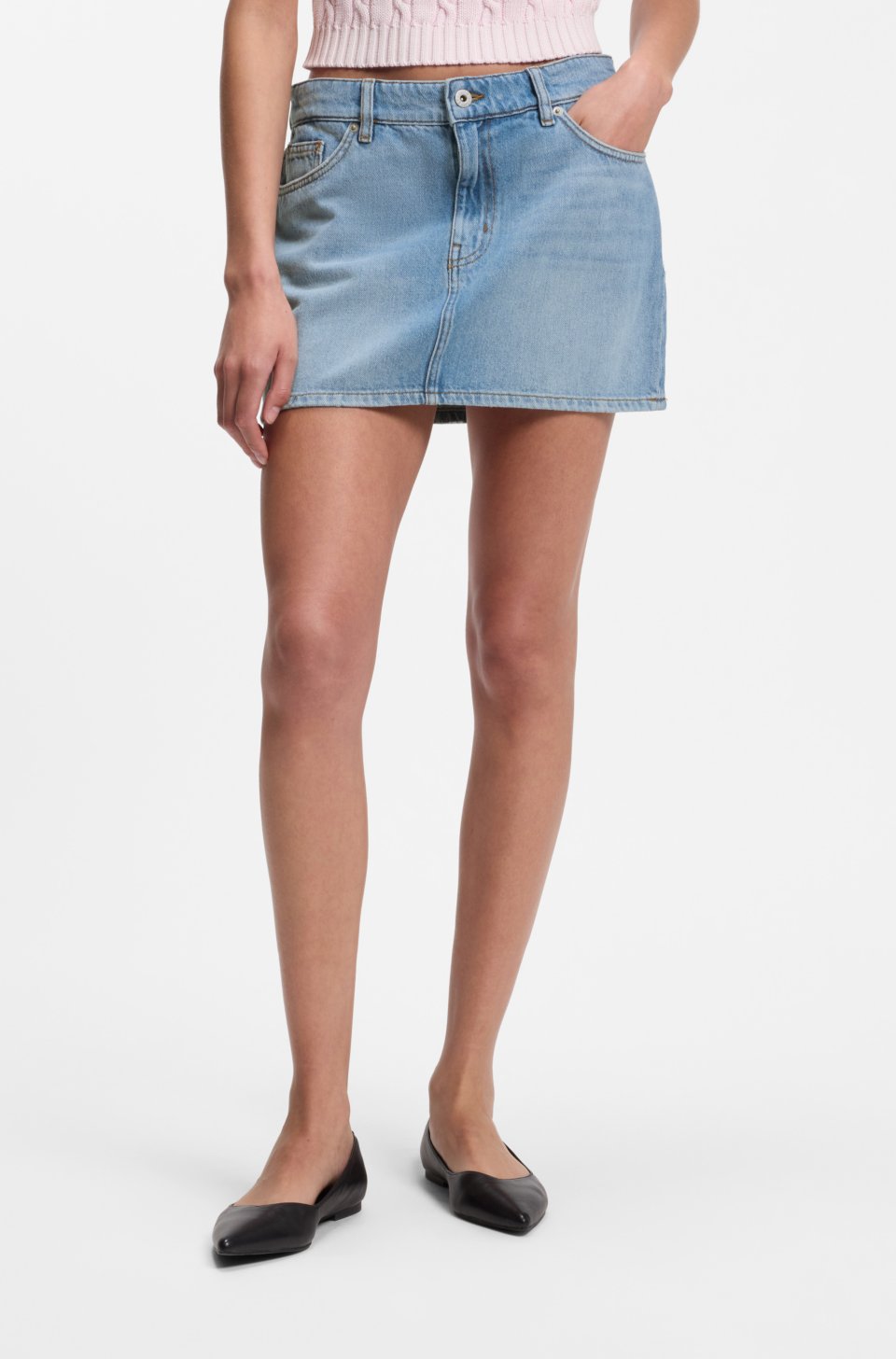 Five-pocket mini skirt in blue denim