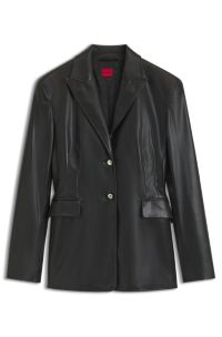 Regular-fit blazer in faux leather, Black