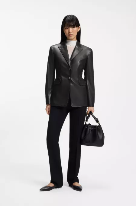 Regular-fit blazer in faux leather