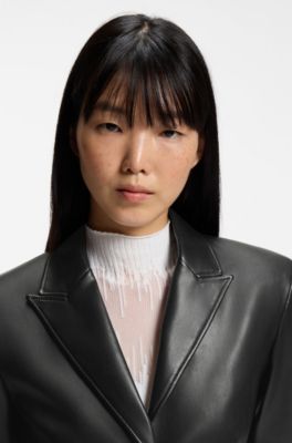 Regular-fit blazer in faux leather, Black