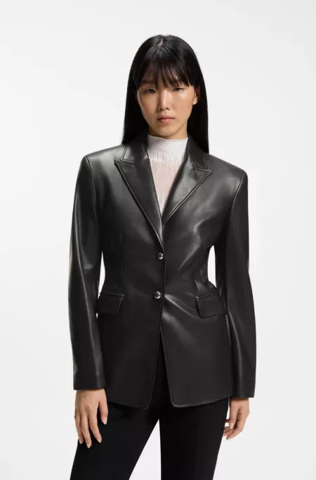 Regular-fit blazer in faux leather