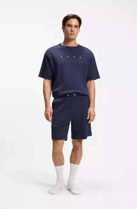 Pyjama-Shirt aus Baumwoll-Mix mit Logo-Stickerei