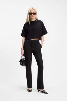 Slim-fit broek van keperstof met stretch, Zwart