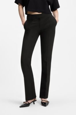 Slim-fit broek van keperstof met stretch, Zwart