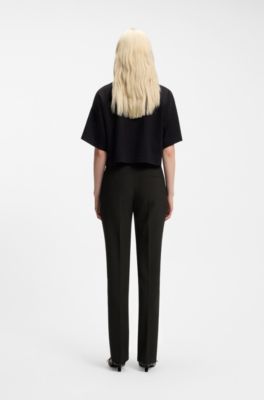 Slim-fit broek van keperstof met stretch, Zwart
