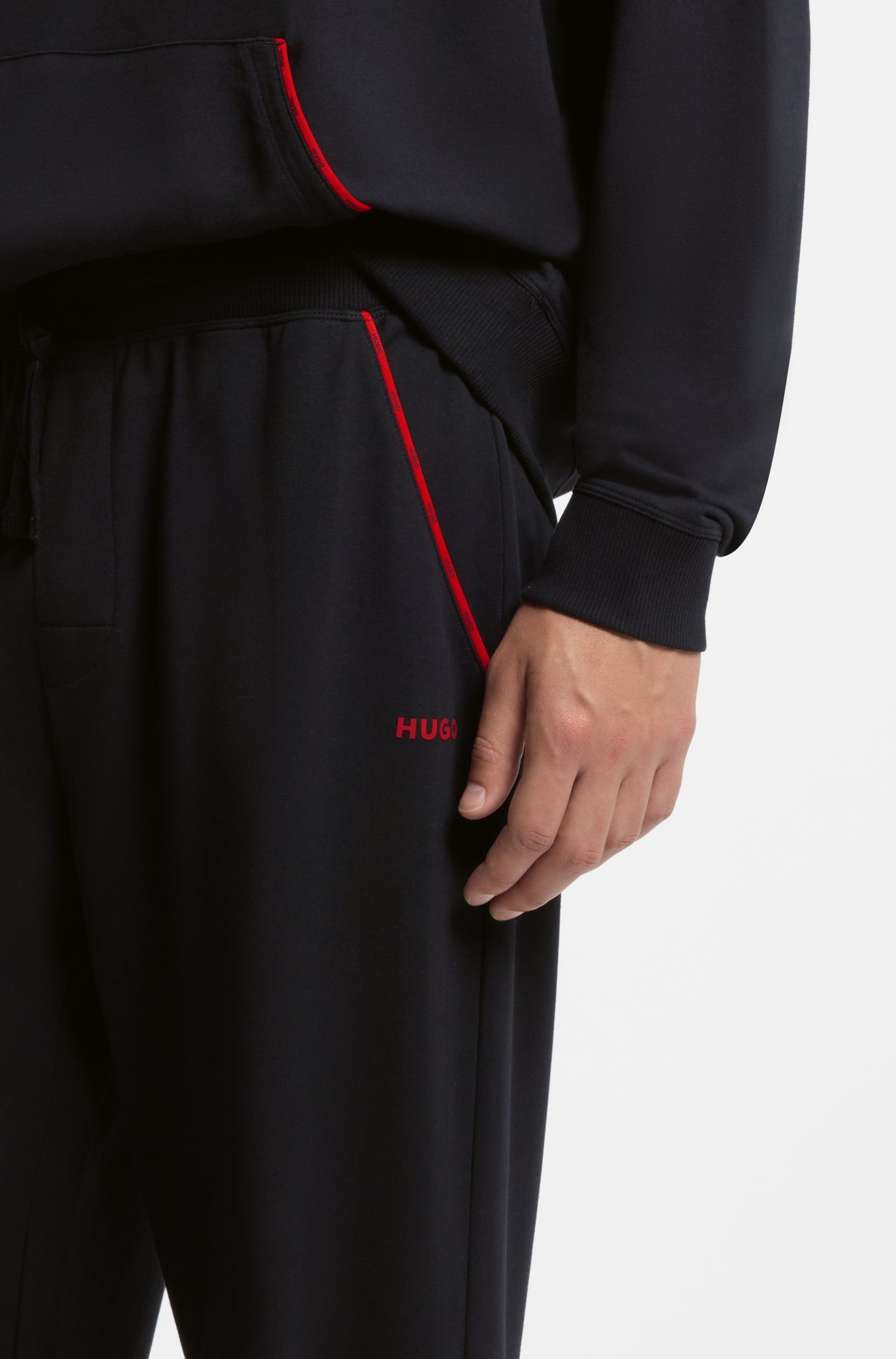 Hugo Cotton-blend cuffed tracksuit bottoms with logo piping pyjamas & nattlinnen herr – bild 3