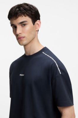 Relaxed fit-t-shirt med logga i high-density-tryck, M&ouml;rkbl&aring;