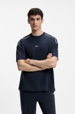 Relaxed fit-t-shirt med logga i high-density-tryck, M&ouml;rkbl&aring;