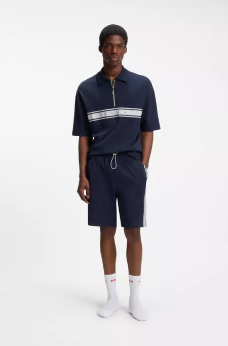 Stretch-cotton shorts with logo tape