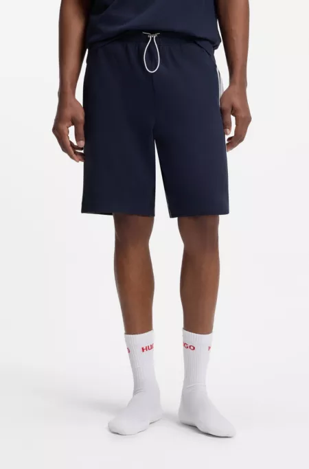 Stretch-cotton shorts with logo tape
