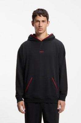 Relaxed-fit hoodie with branded contrast piping